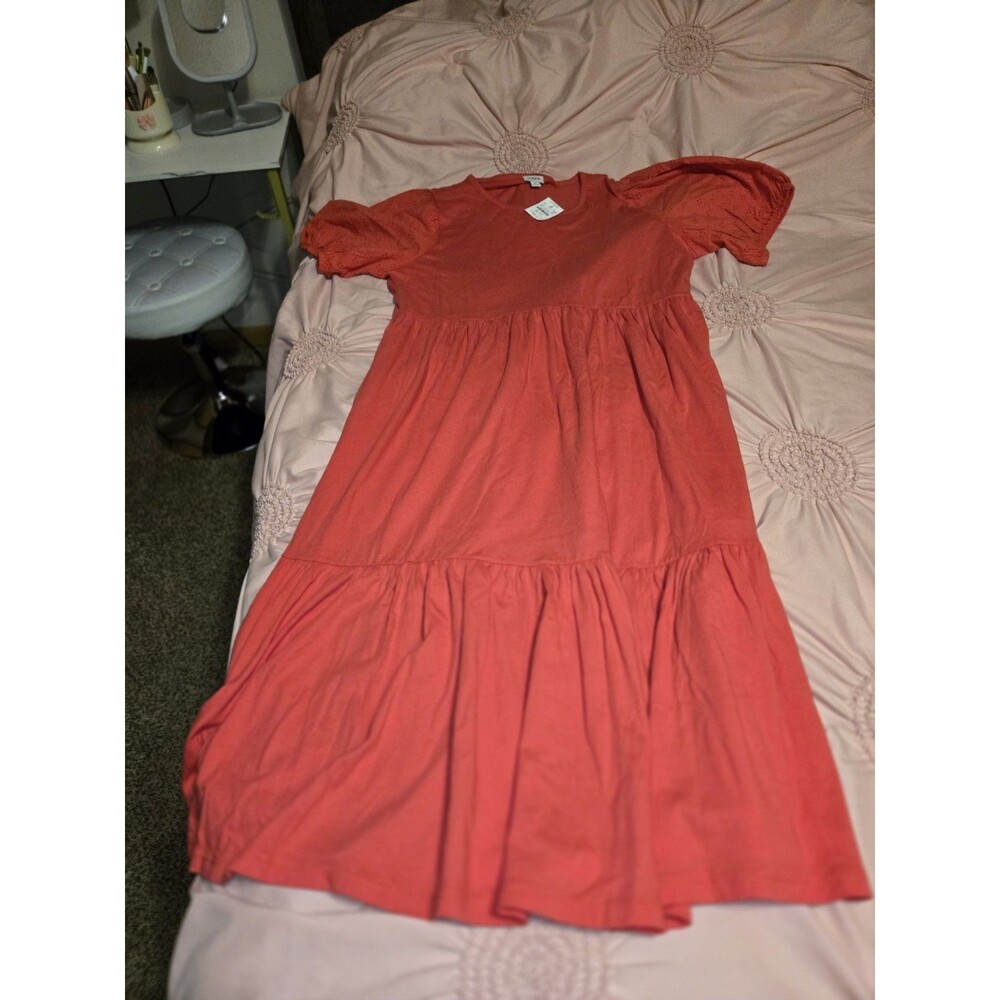J.CREW Coral Orange Eyelet Puff Sleeve Maxi Dress - XL